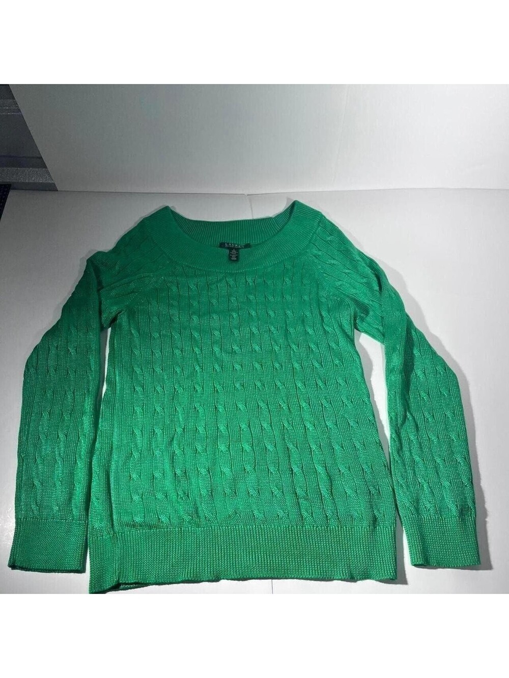 Lauren Ralph Lauren green cable knit sweater Size L